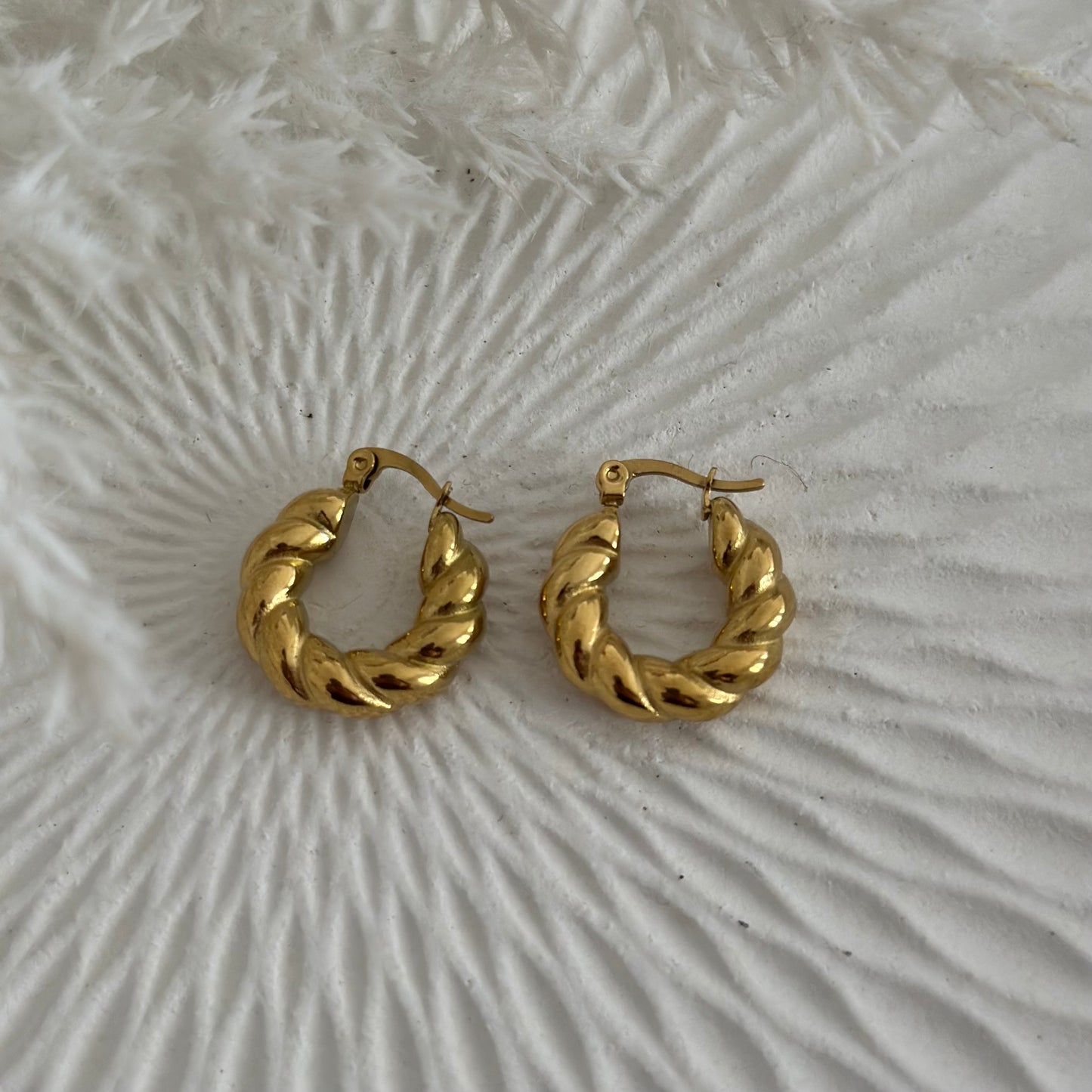 Orecchini cerchietti bombati mini torchon - Gold