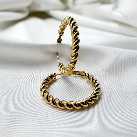 Orecchini cerchi effetto ritorto - Gold