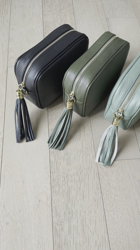 Borsa tracolla full color in vera pelle con tracolla fantasia - Arancio