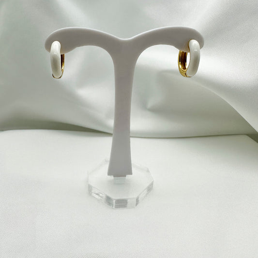 Orecchini cerchietti smaltati bianchi - Gold