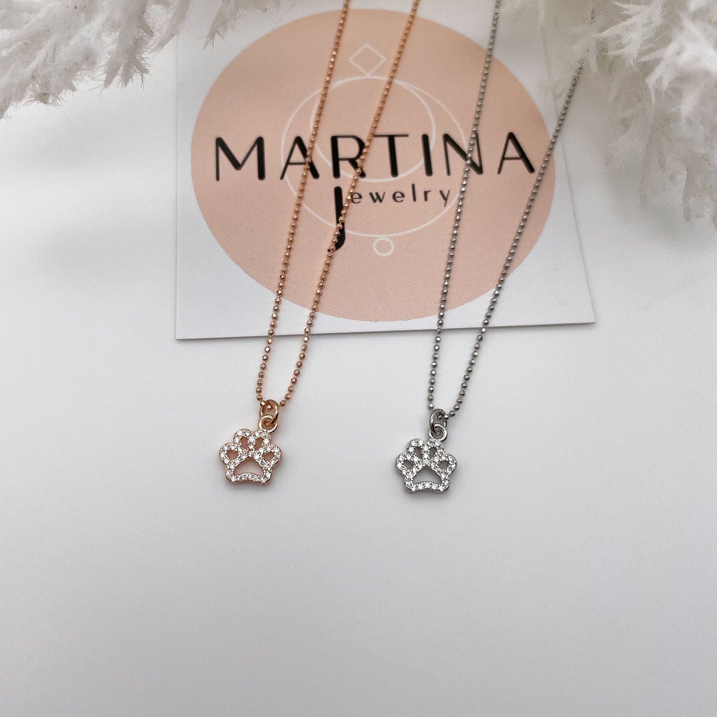 Collana zampa zirconi - Rosè