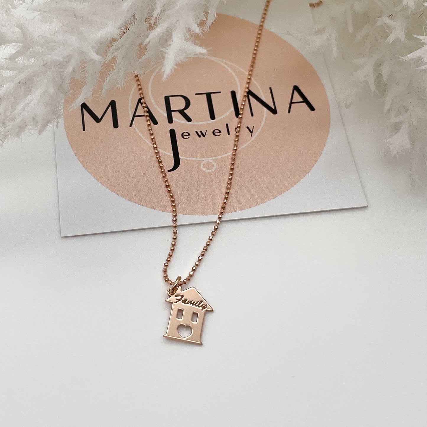 Collana casetta scritta “Family” - Rosè