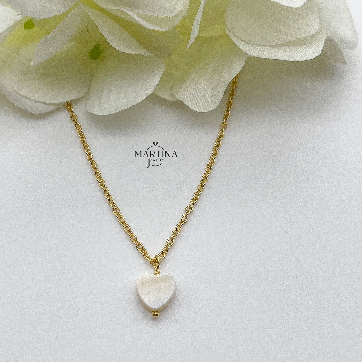 Collana con cuore in madreperla - Gold