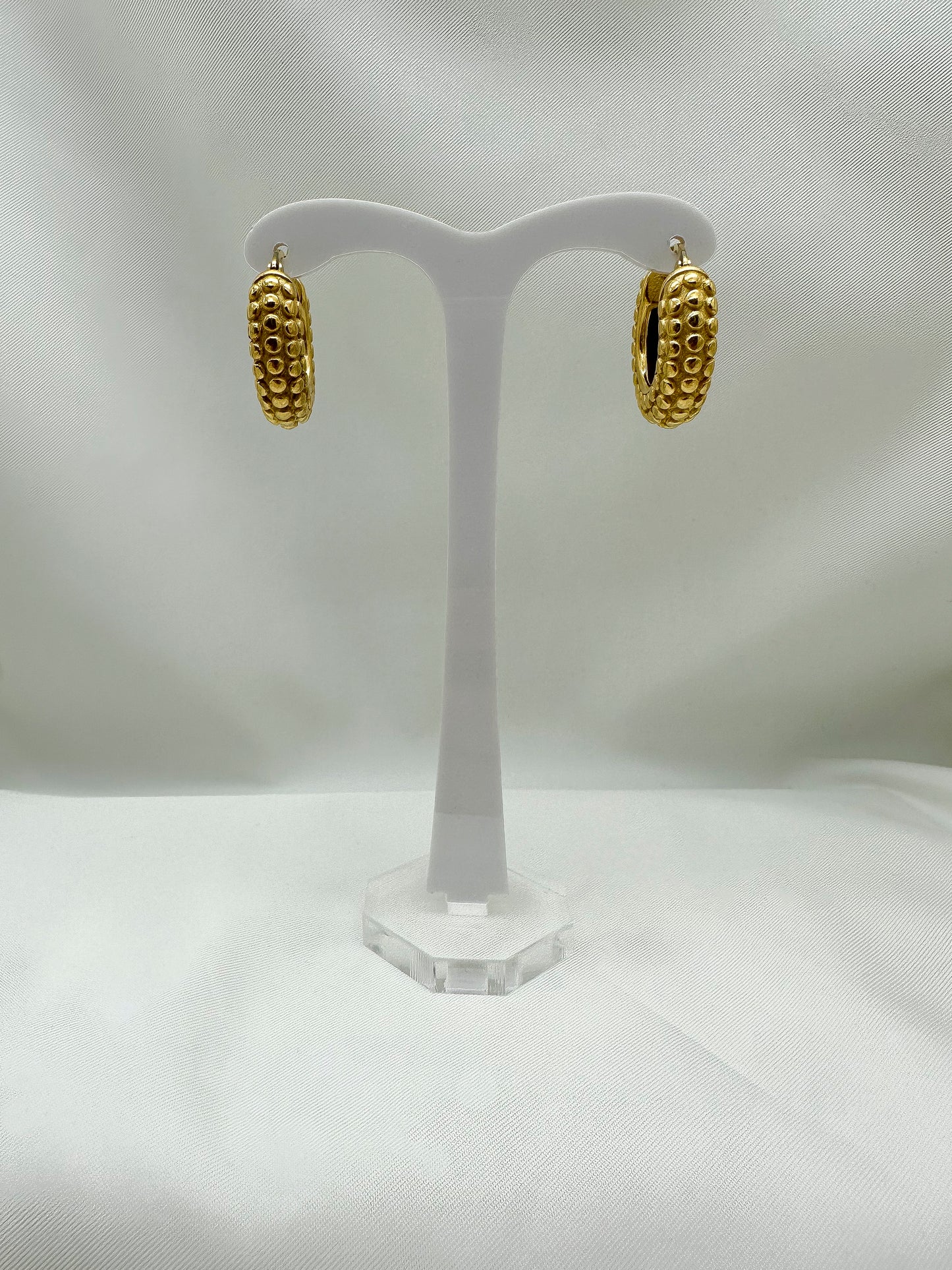 Orecchini cerchi bombati lavorati - Gold