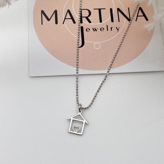 Collana casetta cuore - Silver