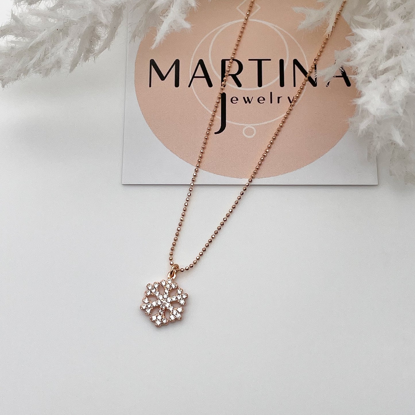 Collana fiocco di neve zirconi - Rosè