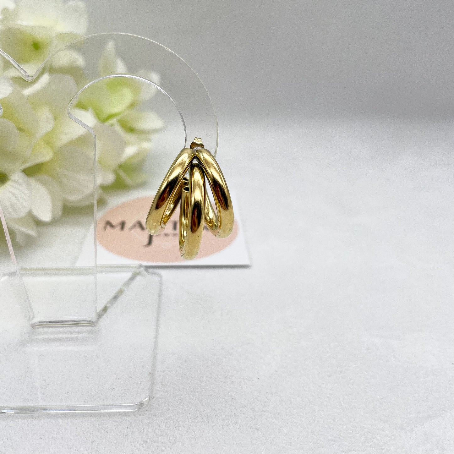 Orecchini cerchi tripli big - Gold