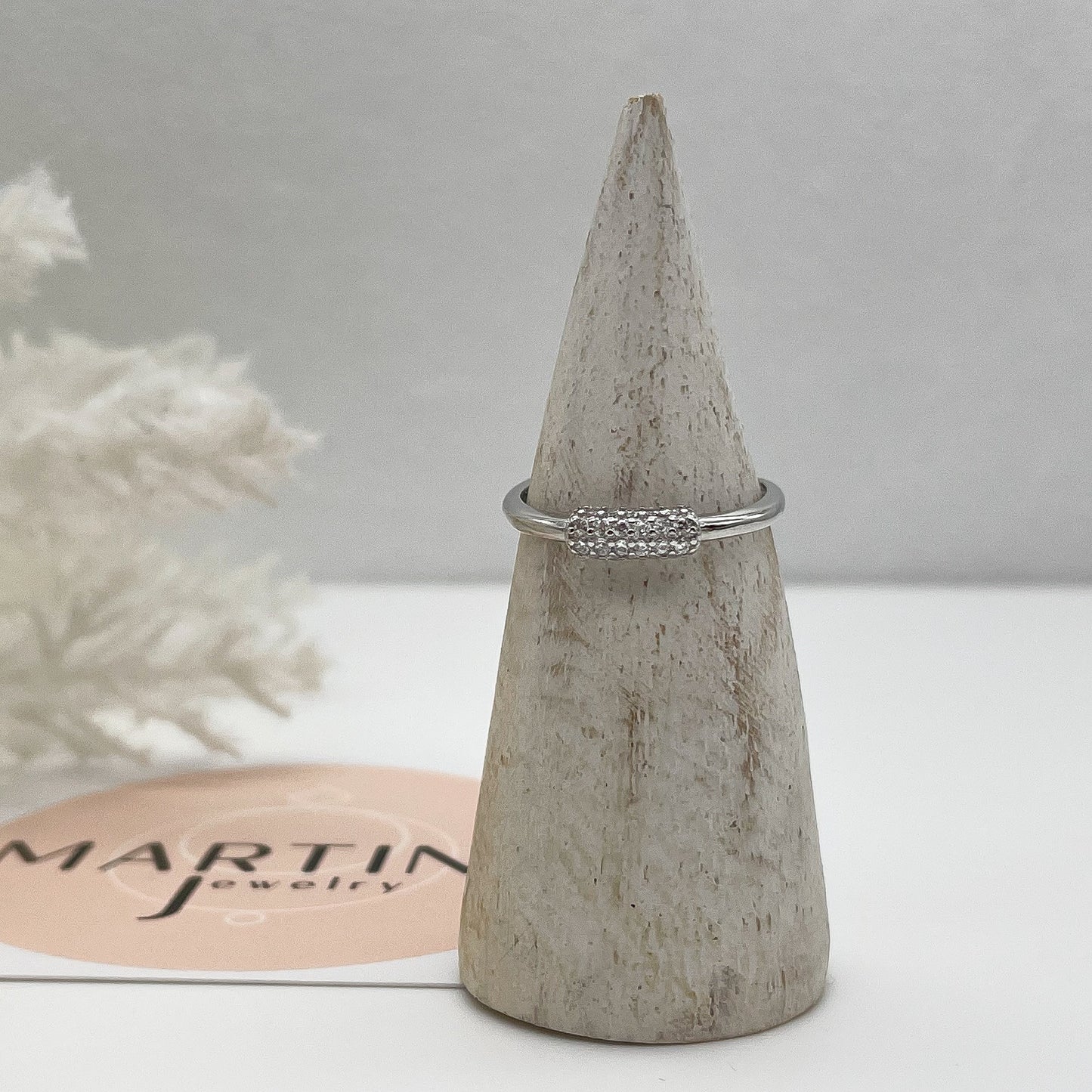 Anello cilindro zirconi centrale - Silver