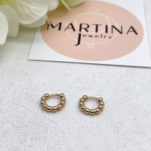 Orecchini mini cerchietti palline - Gold