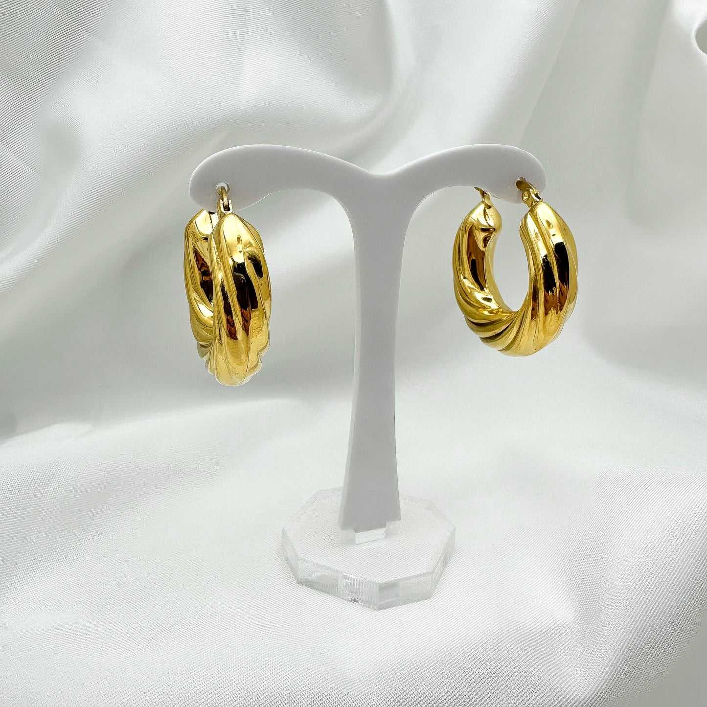 Orecchini cerchi striati - Gold