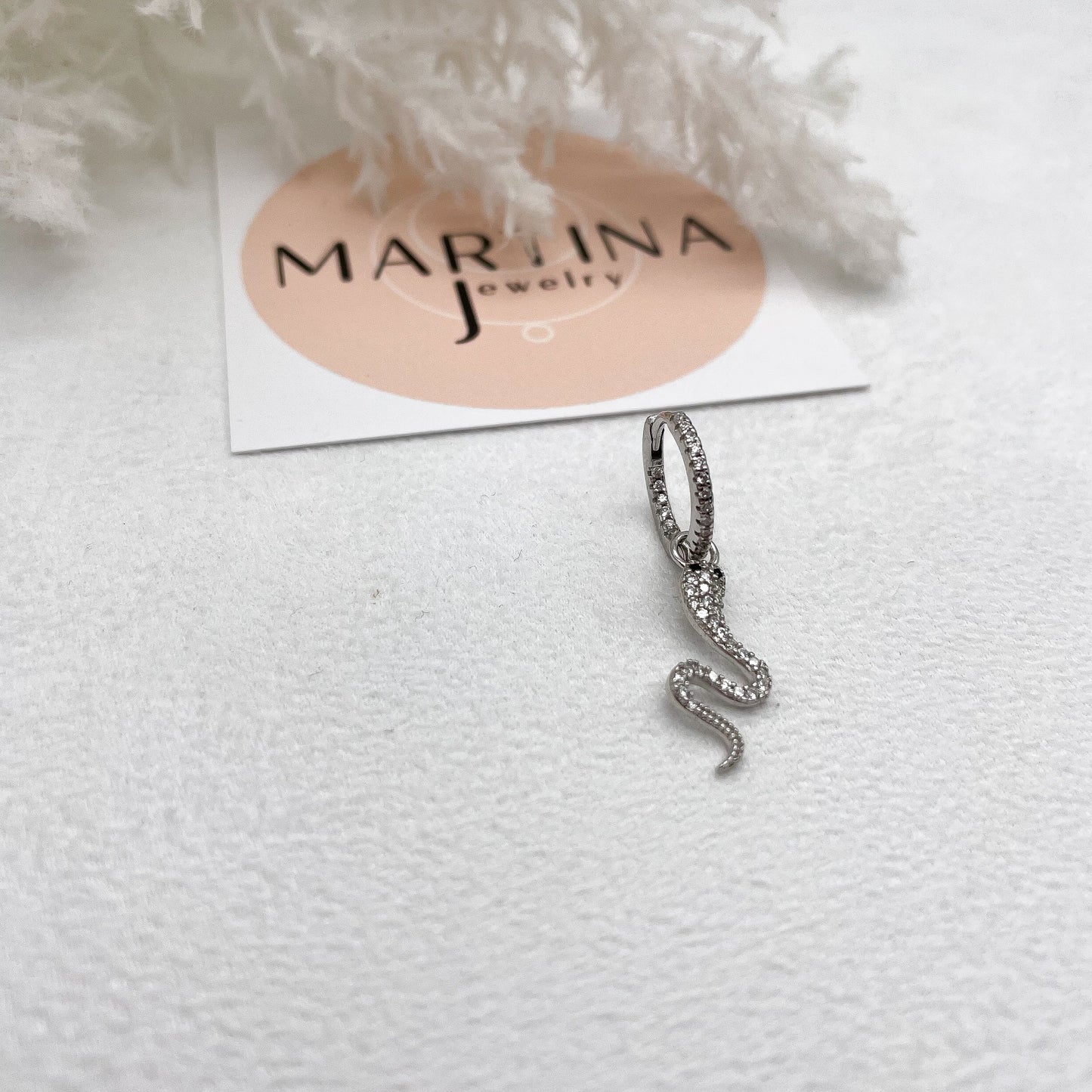 Orecchino Serpente zirconi - Silver