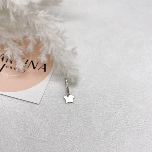 Orecchini Cerchietti con zirconi e pendente a stella - Silver