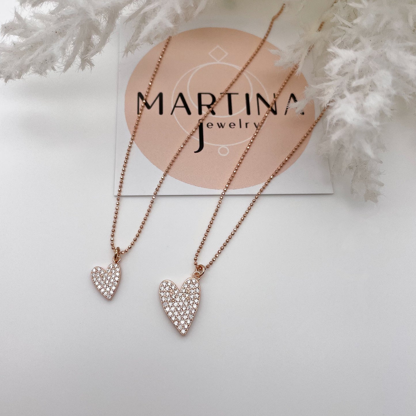 Collana cuore zirconi grande - Rosè