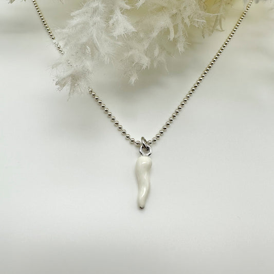 Collana Cornetto Bianco - Silver