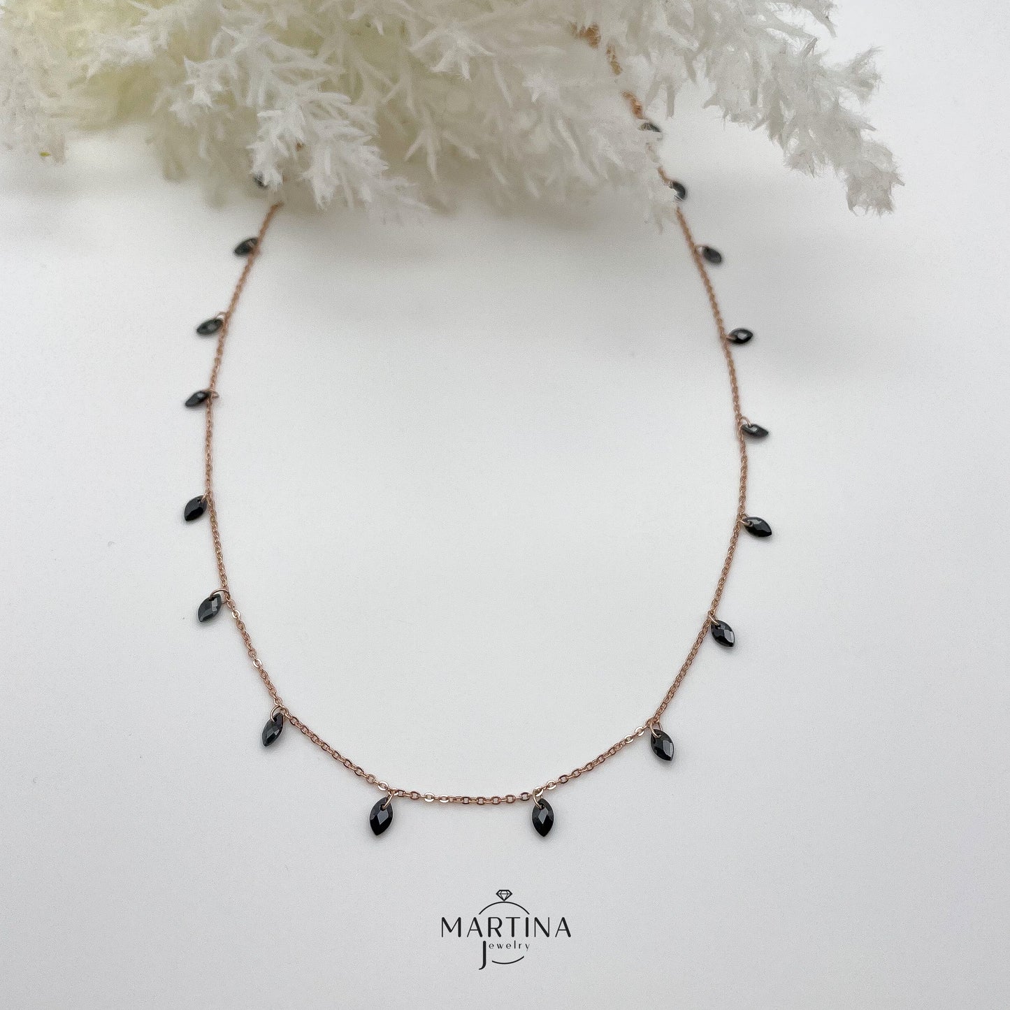 Collana zirconi fumè taglio ovale - Rosè