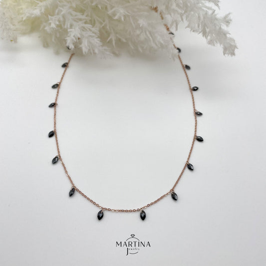 Collana zirconi fumè taglio ovale - Rosè