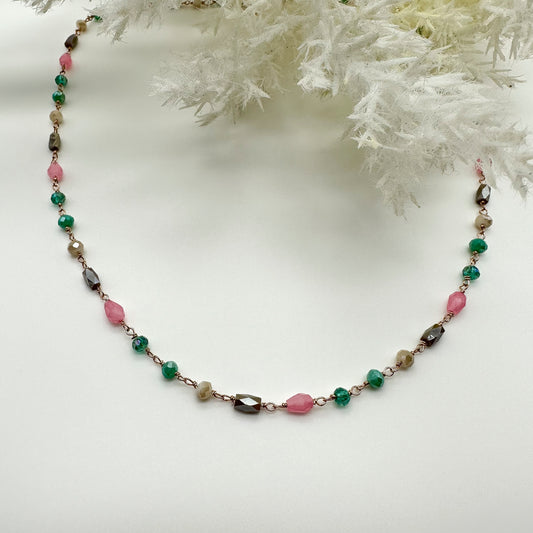 Collana pietre multiforme/multicolore Mod. Autumn - Rosè