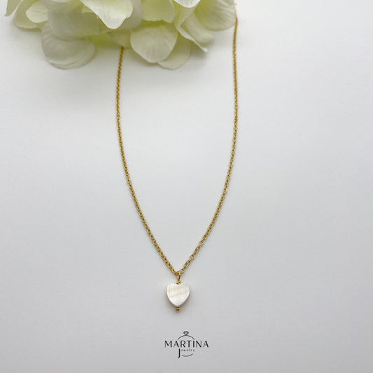 Collana con cuore in madreperla - Gold