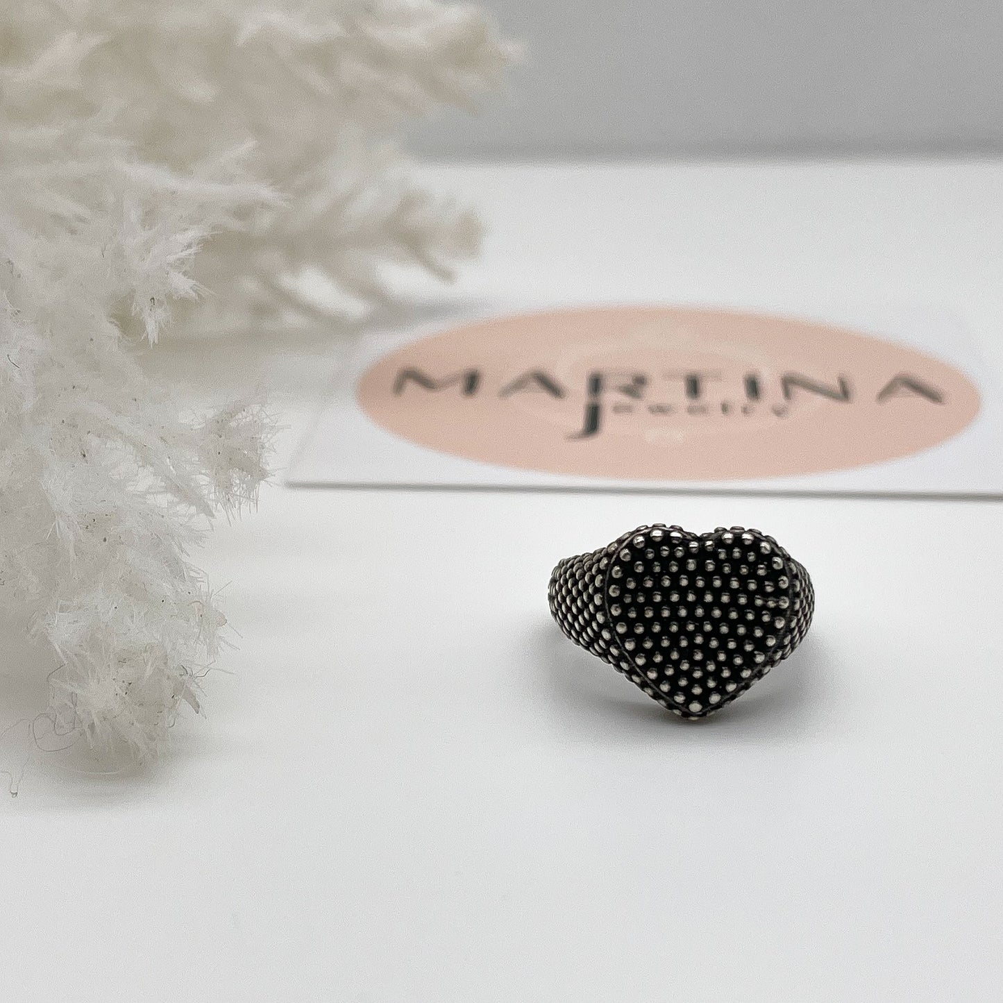 Anello chevalier cuore nero - Silver