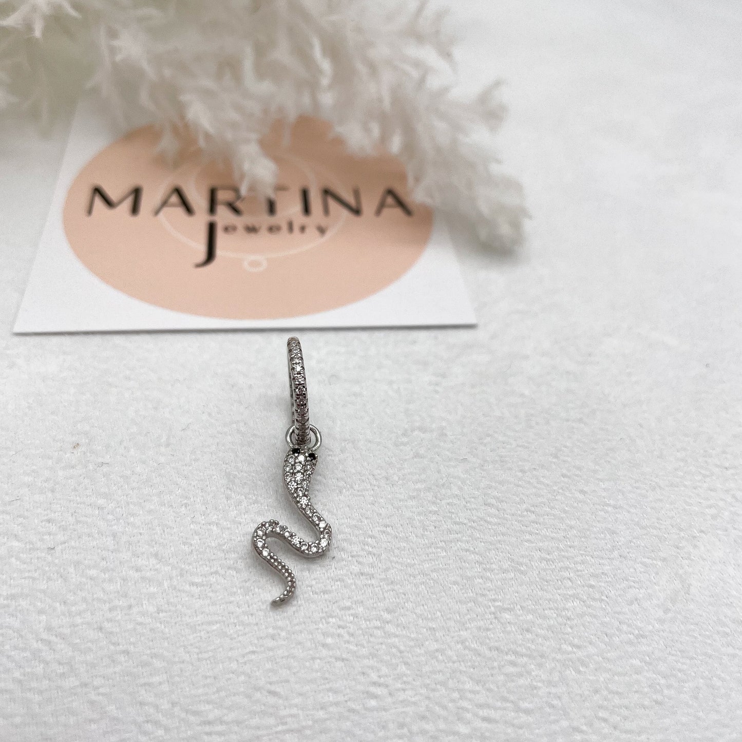 Orecchino Serpente zirconi - Silver