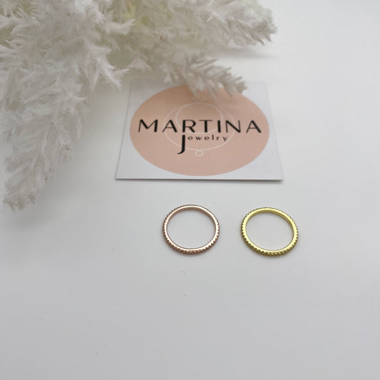 Anello fedina sottile zirconi - Rosè