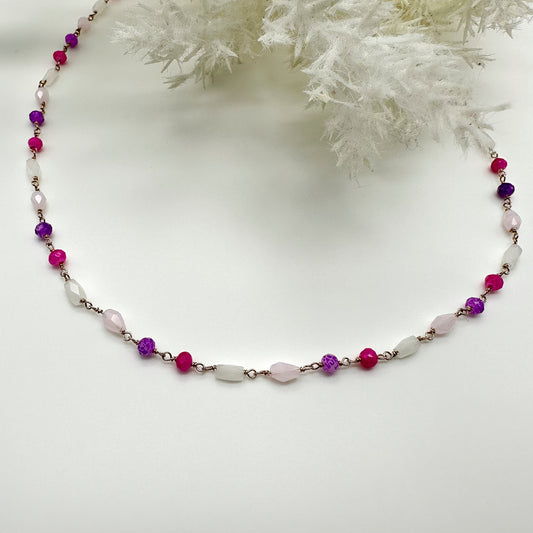 Collana pietre multiforme/multicolore Soft Spring - Rosè