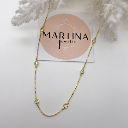 Collana girocollo punti luce zirconi bianchi - Gold