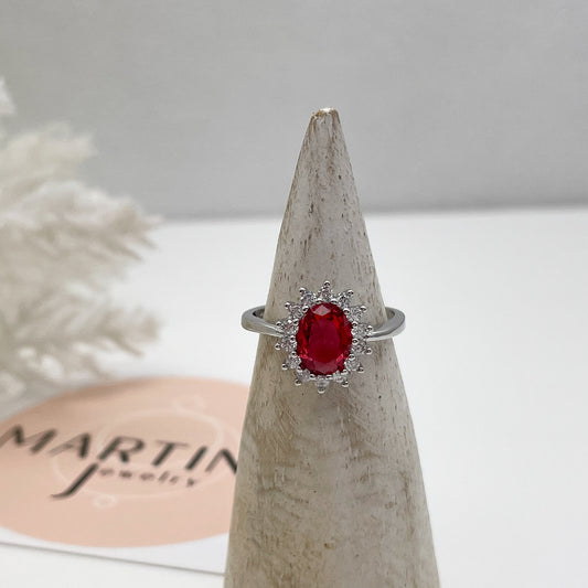 Anello Kate centrale Rosso - Silver