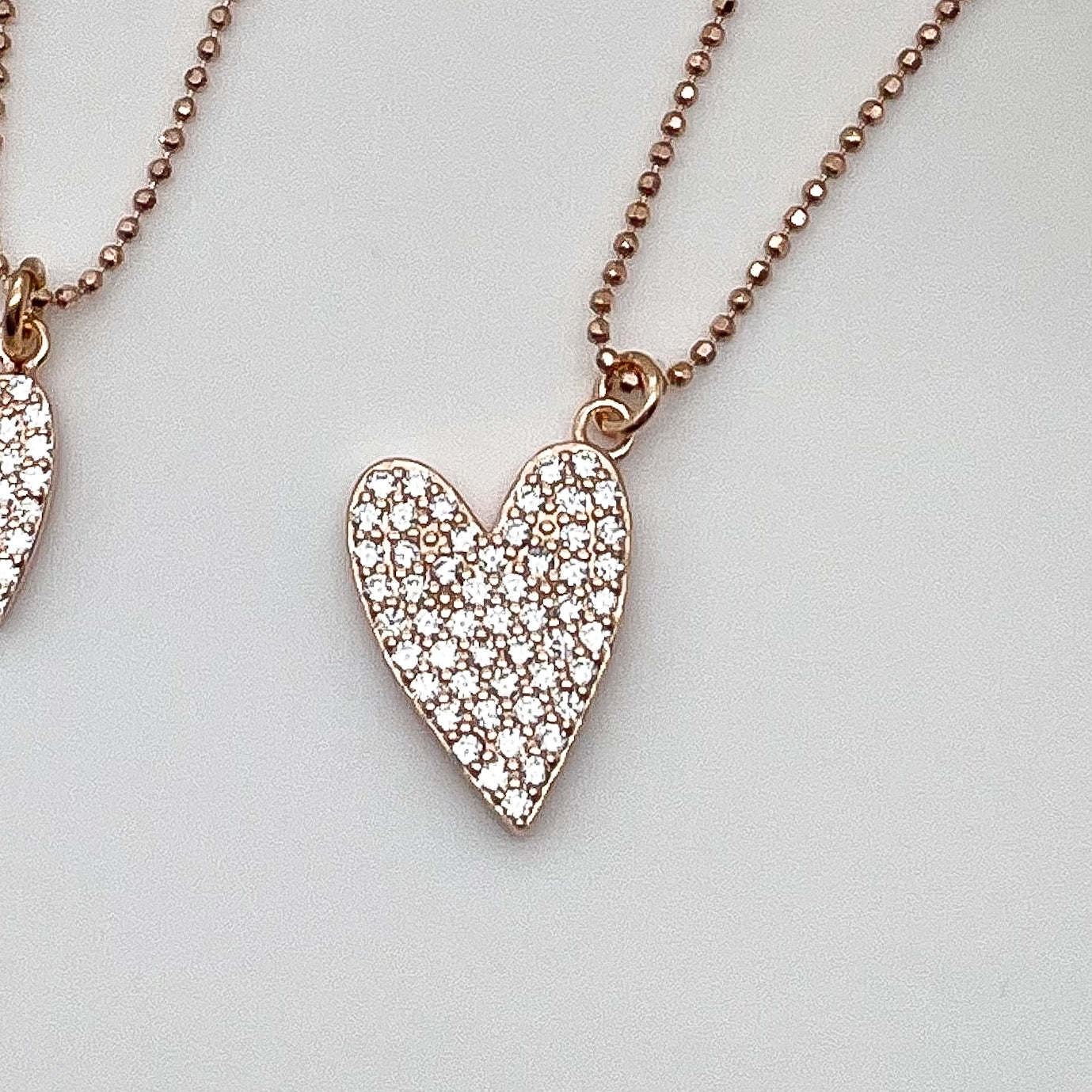 Collana cuore zirconi grande - Rosè