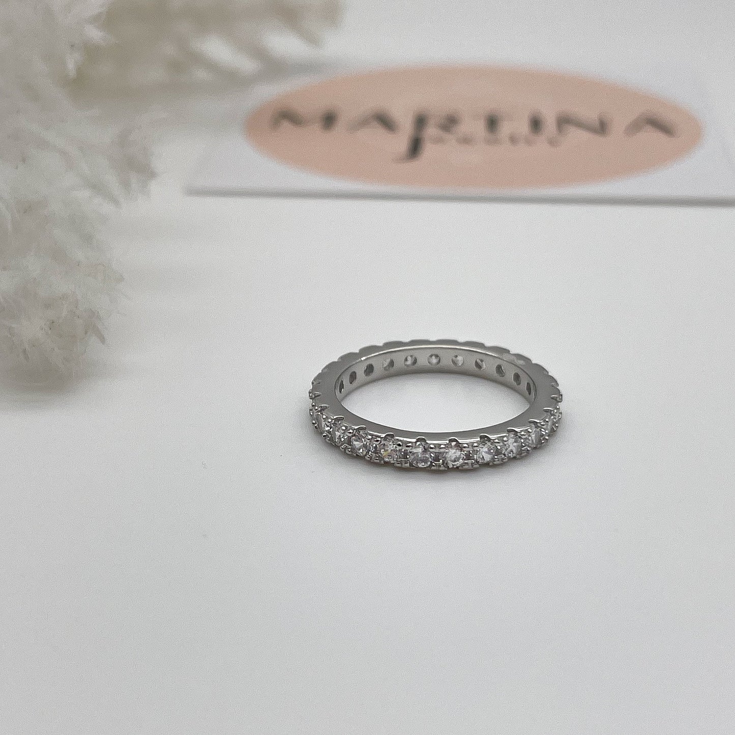 Anello veretta zirconi grande - Silver