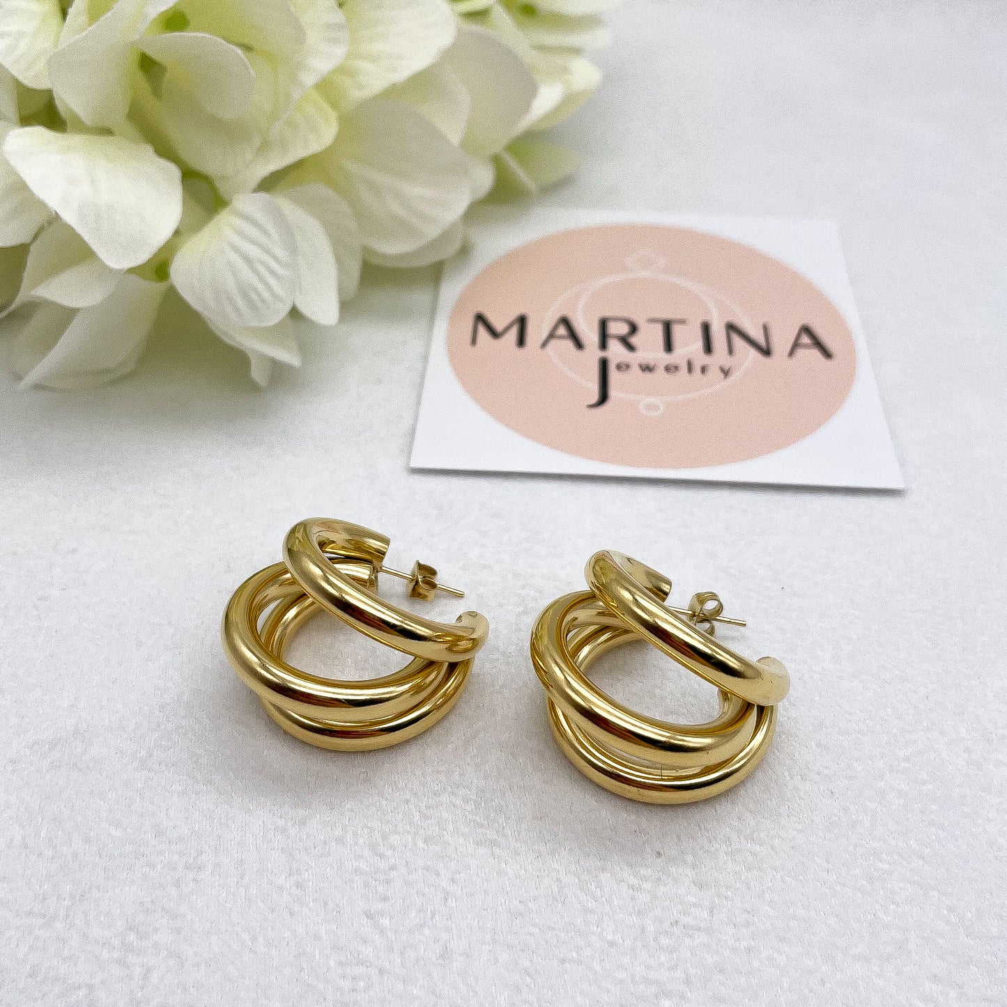 Orecchini cerchi tripli big - Gold