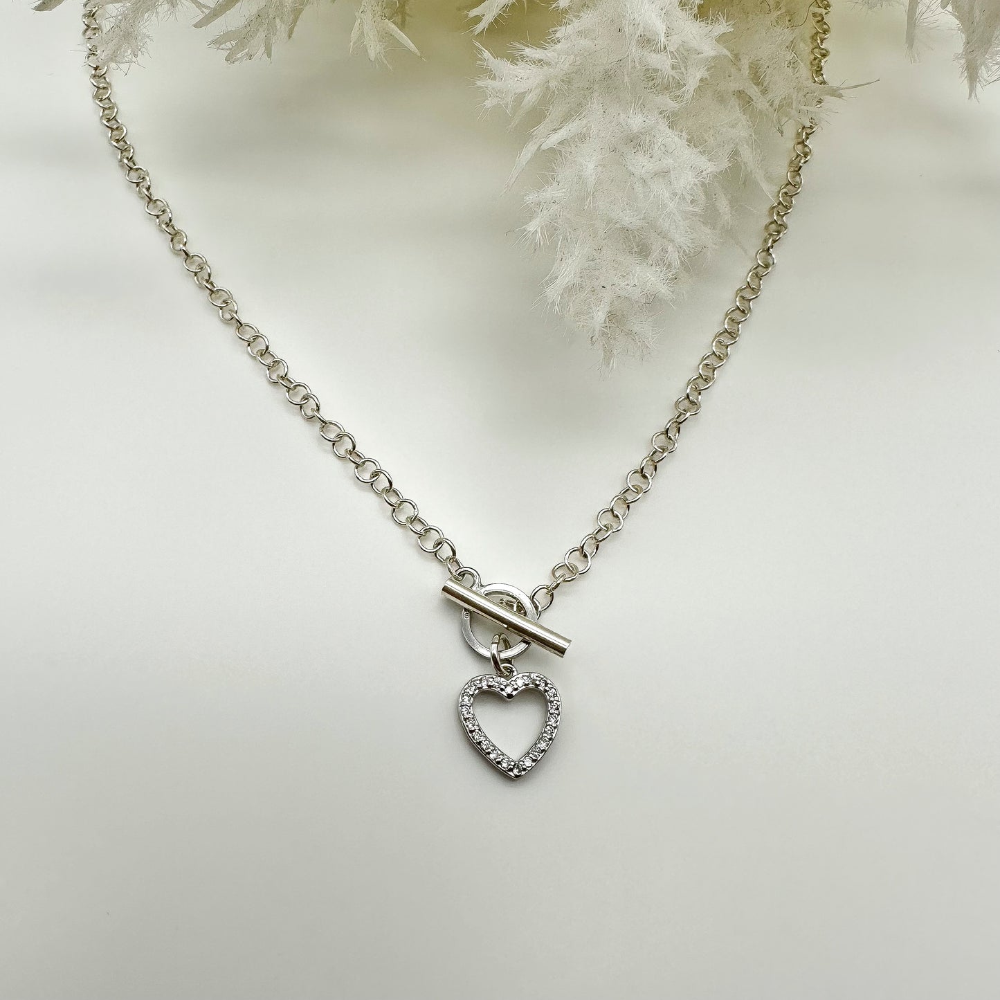 Collana maglia tonda con cuore - Silver