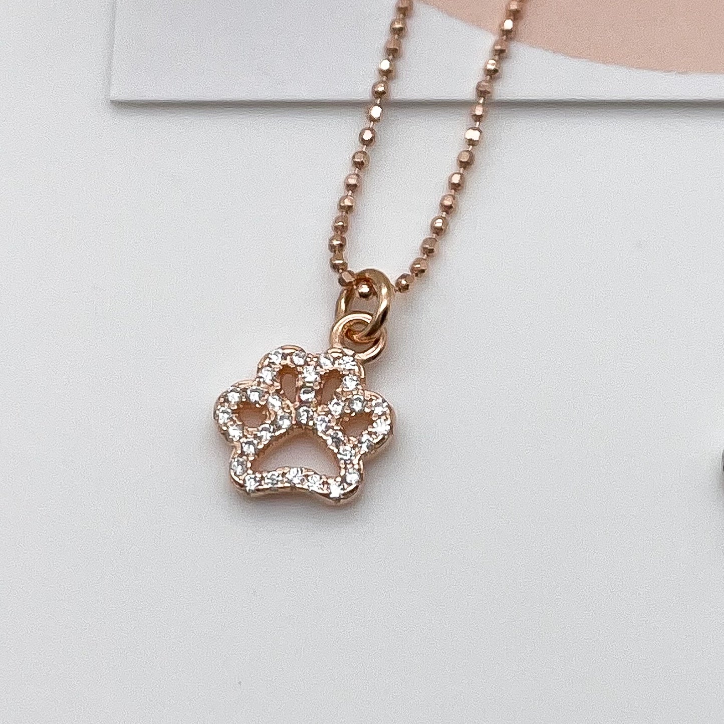 Collana zampa zirconi - Rosè