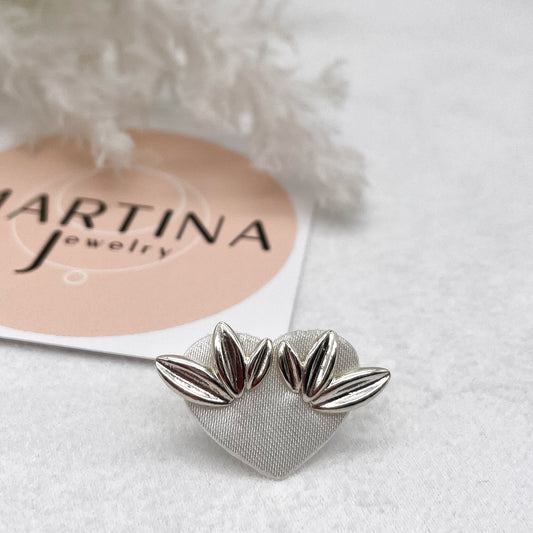 Orecchini Foglia 3 punte - Silver
