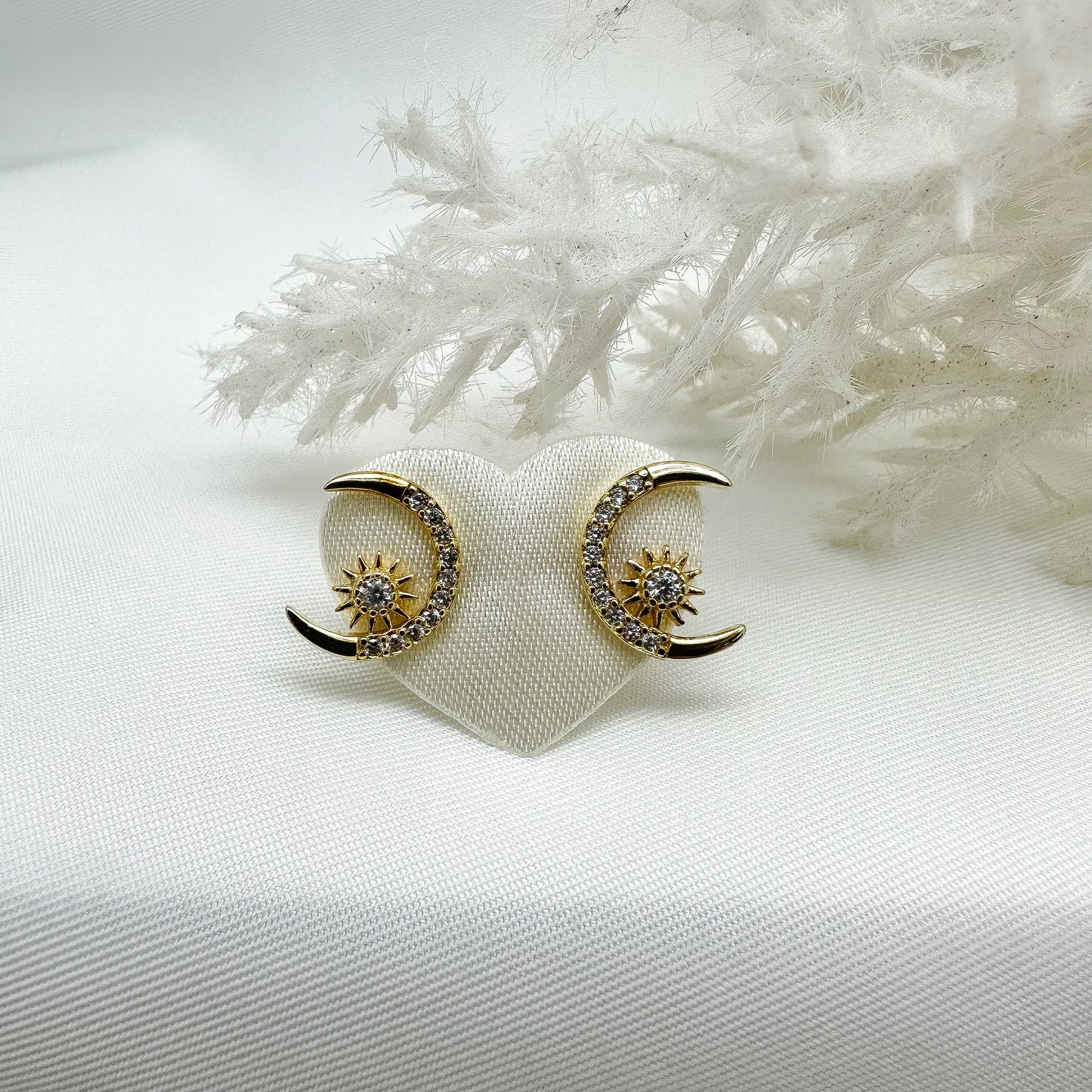 Orecchini sole e luna zirconi - Gold
