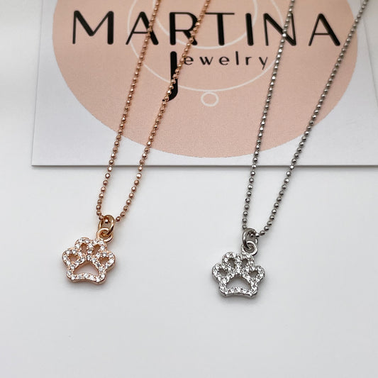 Collana zampa zirconi - Rosè