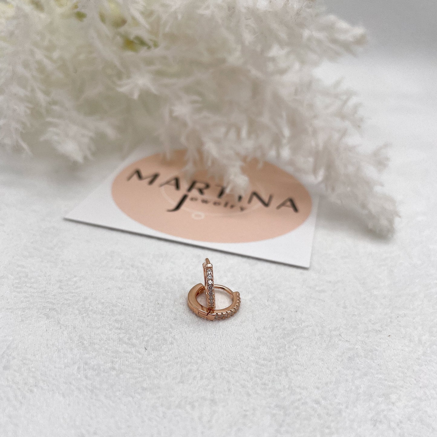 Orecchino mini cerchietto zirconato - Rosè