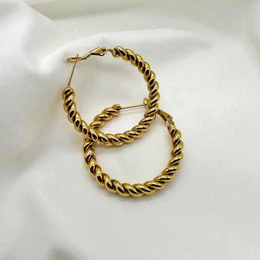 Orecchini cerchi effetto ritorto - Gold