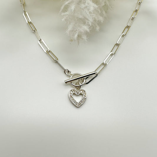 Collana graffetta con cuore - Silver