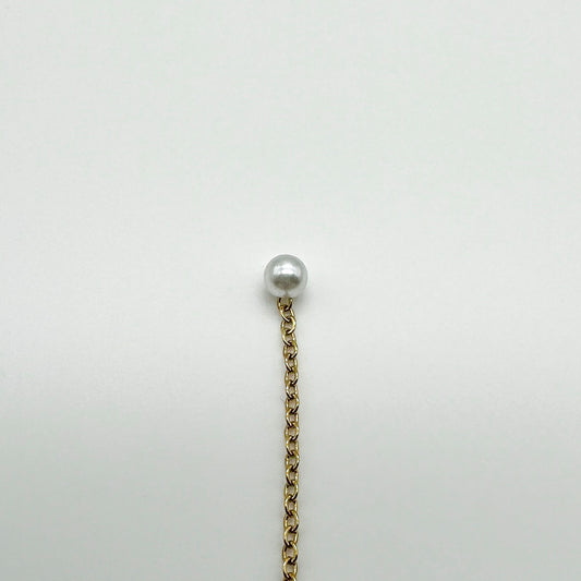 Mono orecchino catenella perla bianca - Gold