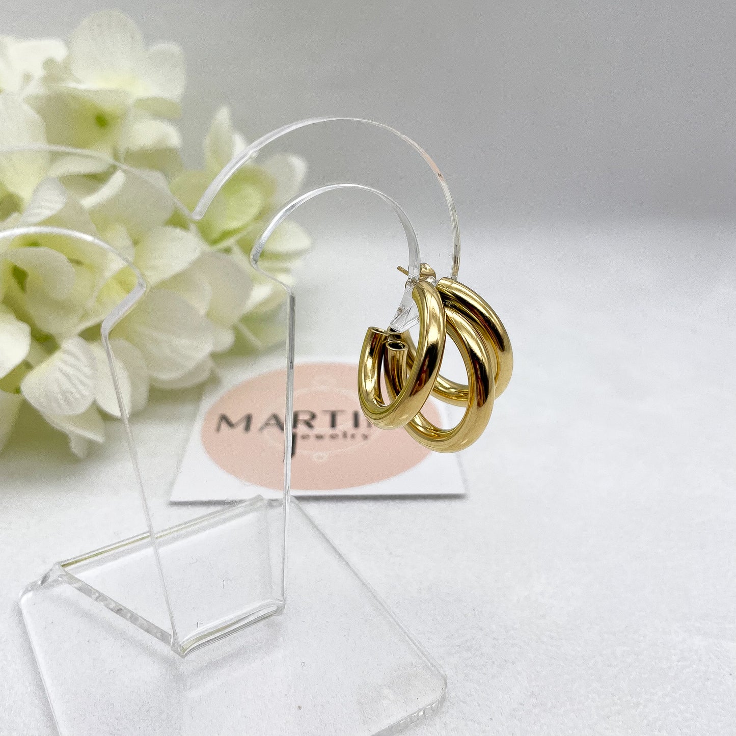 Orecchini cerchi tripli big - Gold