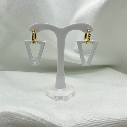 Orecchini a V stile Ferragni bianchi - Gold