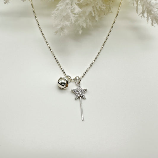 Collana Bacchetta magica e Campanellino - Silver