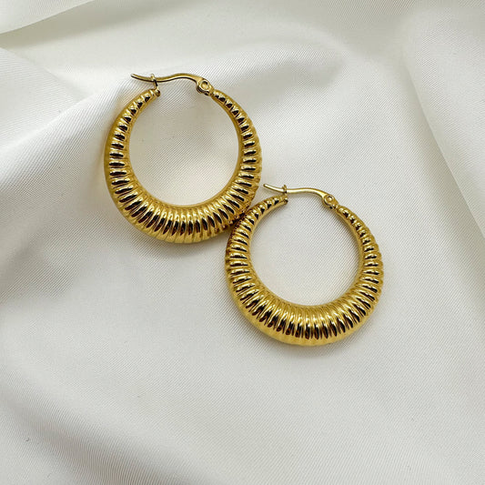 Orecchini cerchi rigati - Gold